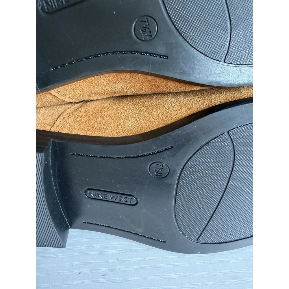 Nine West Tan Suede Chelsea Boots Women's 7.5M Silver Heel New NWOB